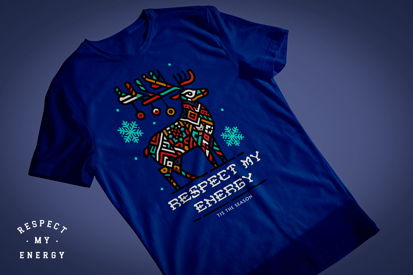 "RME rudolph" christmas themed short sleeved t-shirt