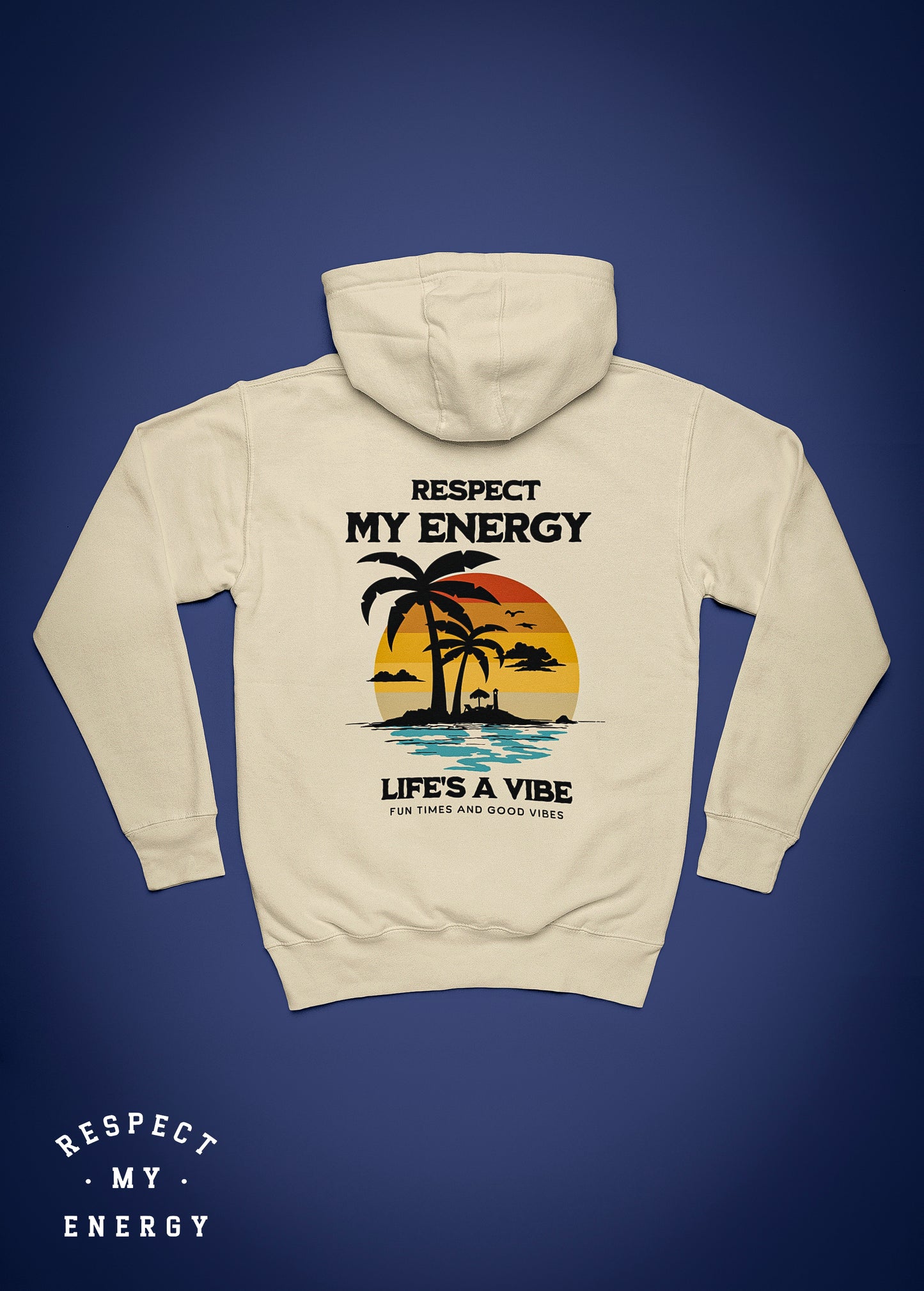 "life's a vibe on the beach" hoodie long sleeve unisex style